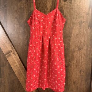 J.Crew Red Spaghetti Strap Sundress Size 4 Empire Waist Summer Dress